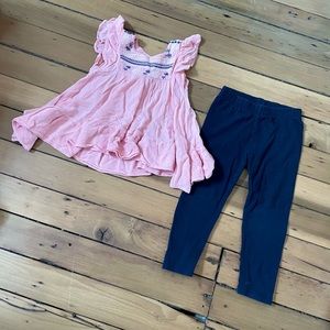 Flowy Embroidered Tunic Dress with Leggings